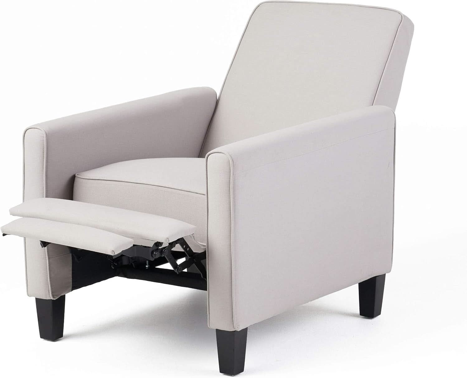 Light Gray Fabric Recliner Set 2 Low Profile Chairs