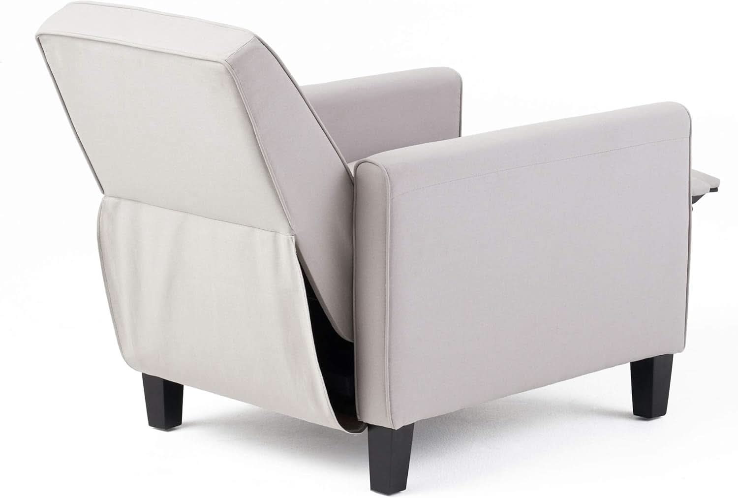 Light Gray Fabric Recliner Set 2 Low Profile Chairs