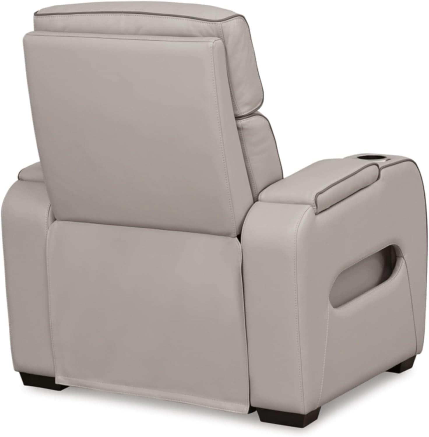 Light Gray Leather Power Recliner With Adjustable Headrest