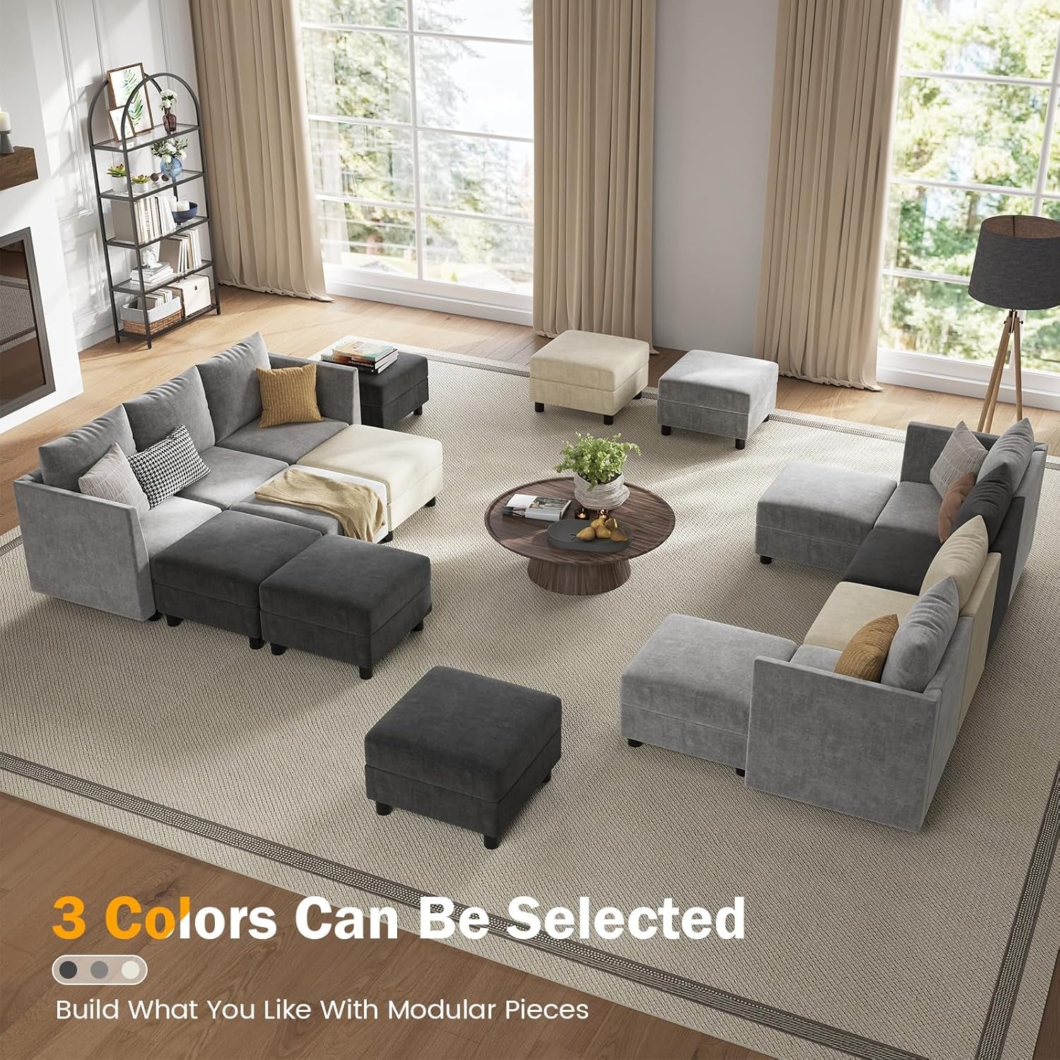 Light Gray Modular Sectional Sofa With Storage And Reversible Chaise