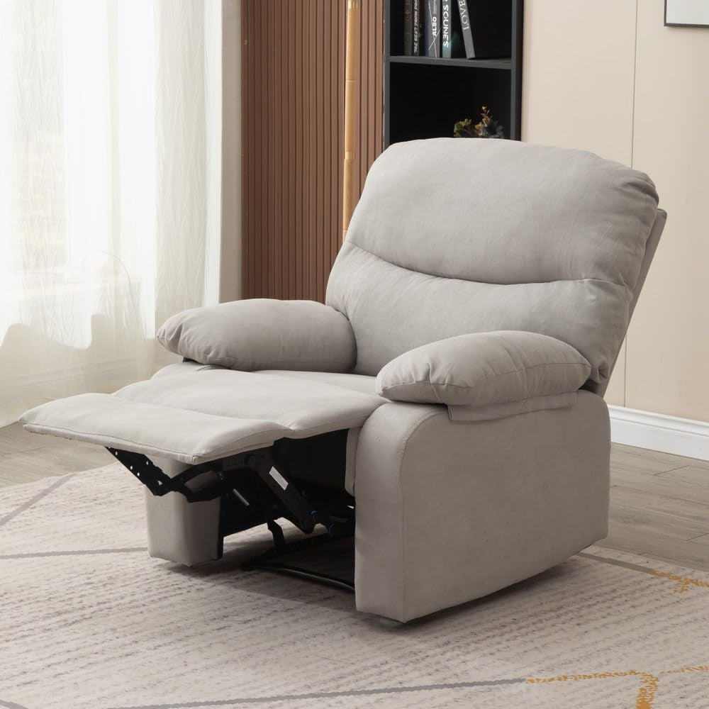 Light Gray Recliner Armchair With Reclining Function