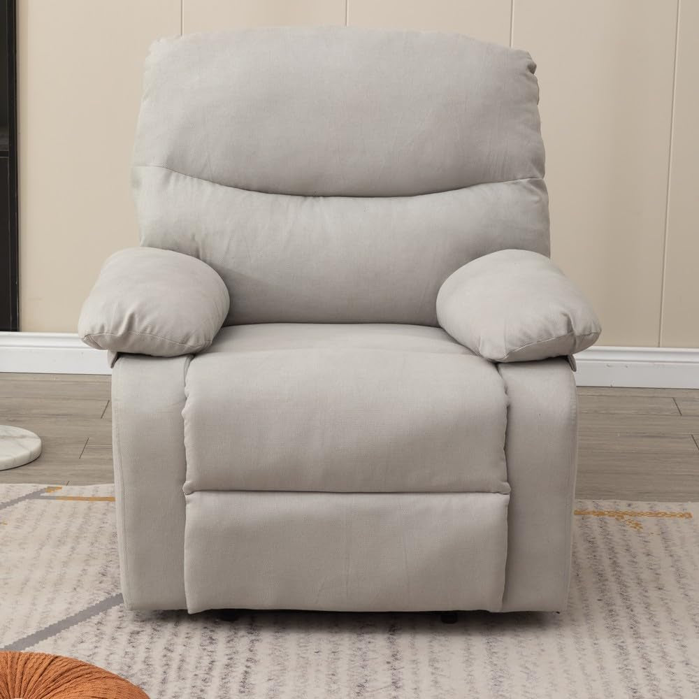 Light Gray Recliner Armchair With Reclining Function