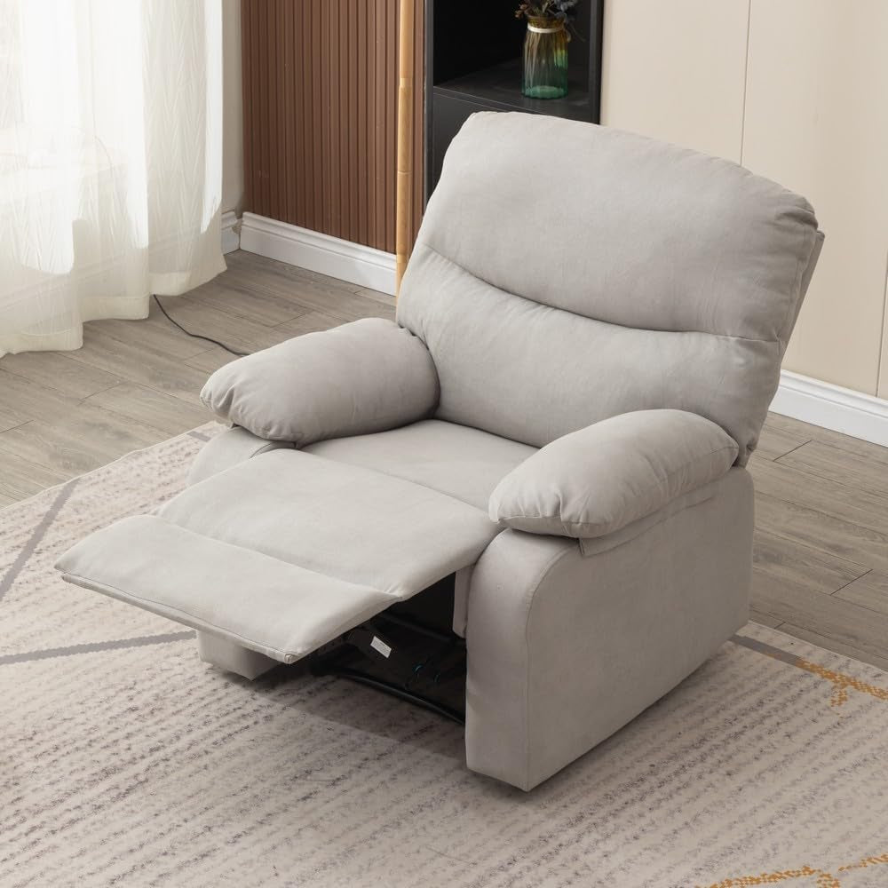 Light Gray Recliner Armchair With Reclining Function