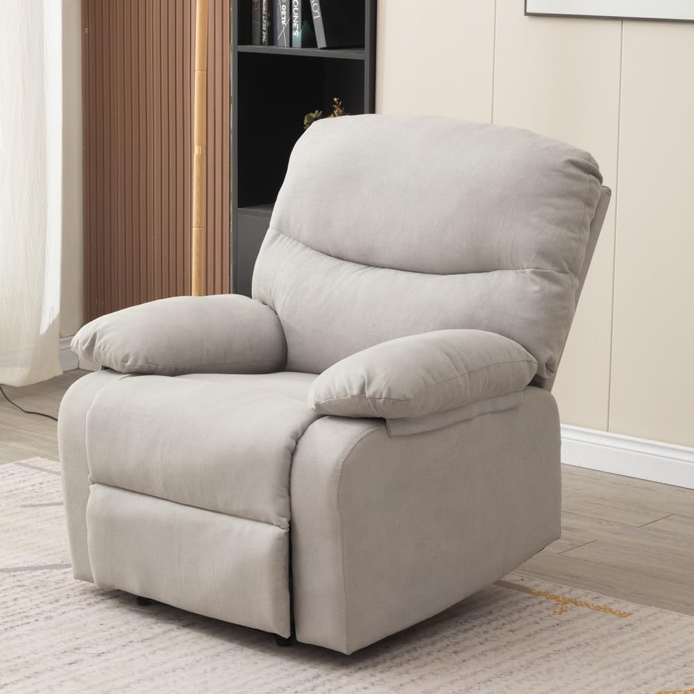 Light Gray Recliner Armchair With Reclining Function