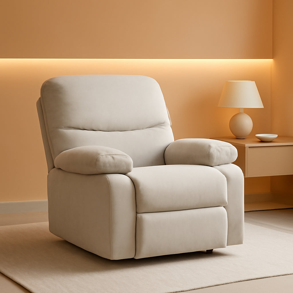 Light Gray Recliner Armchair With Reclining Function