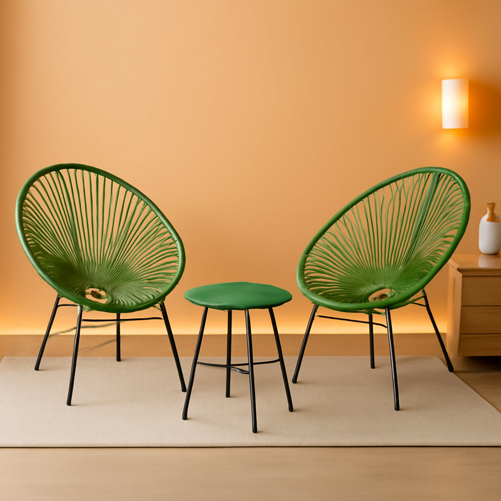 Light Green Acapulco 3 Piece Patio Set With Glass Table