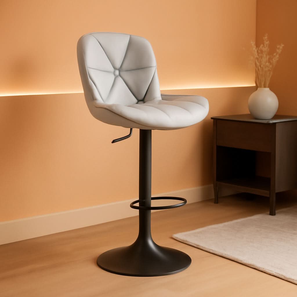 Light Grey Adjustable Bar Stools Set Of 2 Counter Height