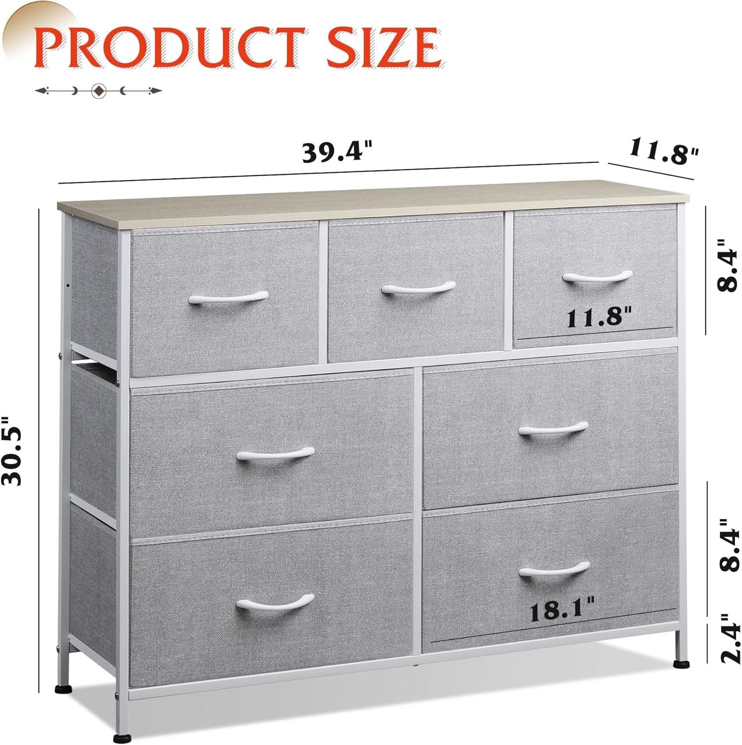Light Grey Dresser TV Stand 45 Inch TV With Fabric Drawers