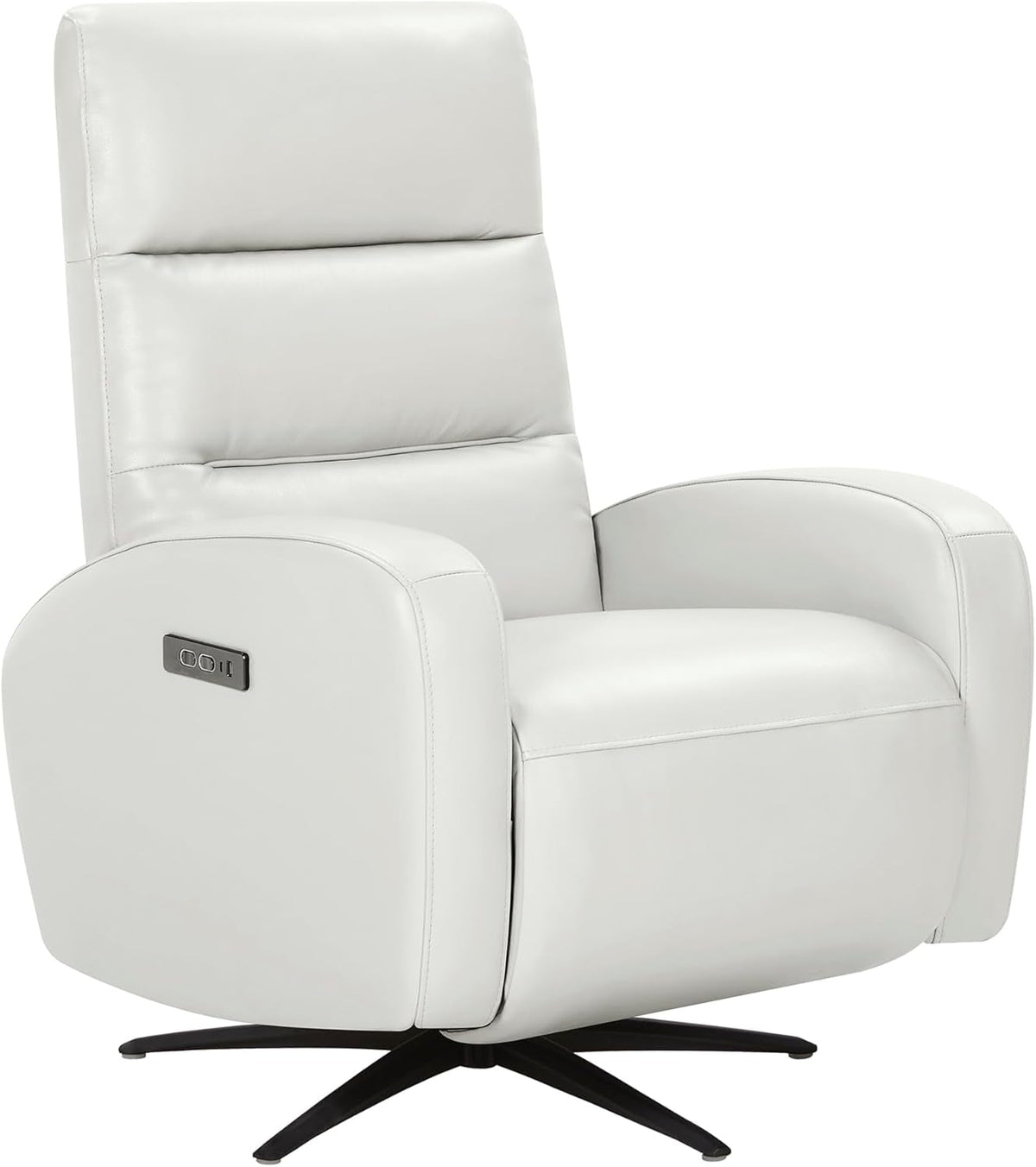 Light Grey Leather Power Swivel Recliner With USB C