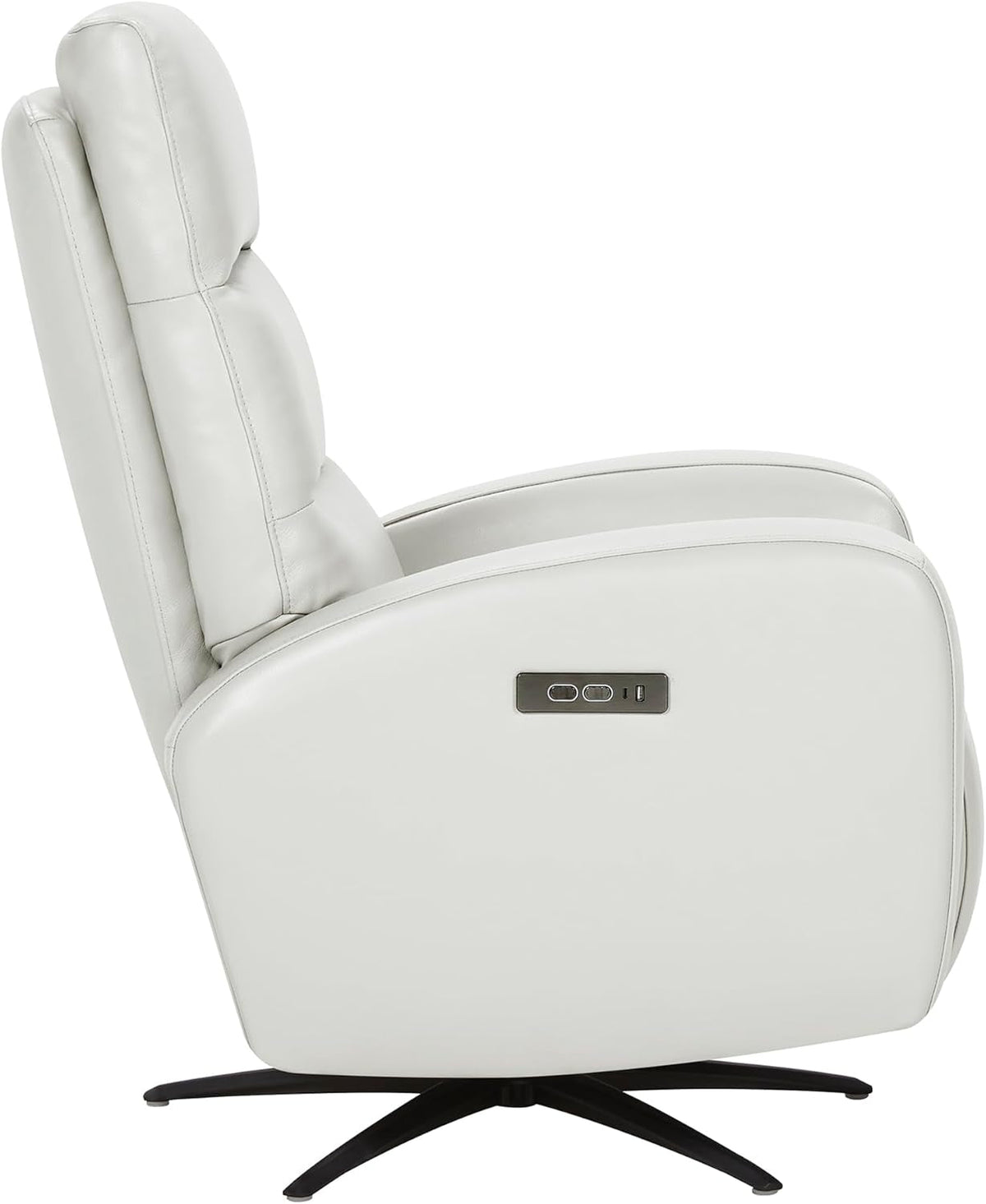 Light Grey Leather Power Swivel Recliner With USB C