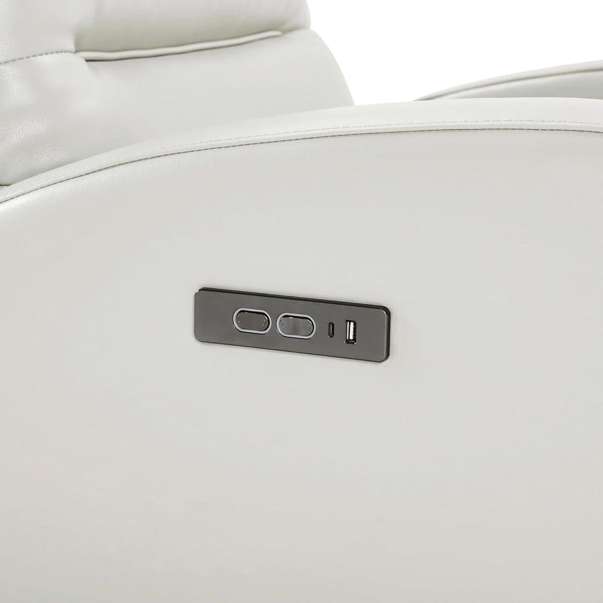 Light Grey Leather Power Swivel Recliner With USB C