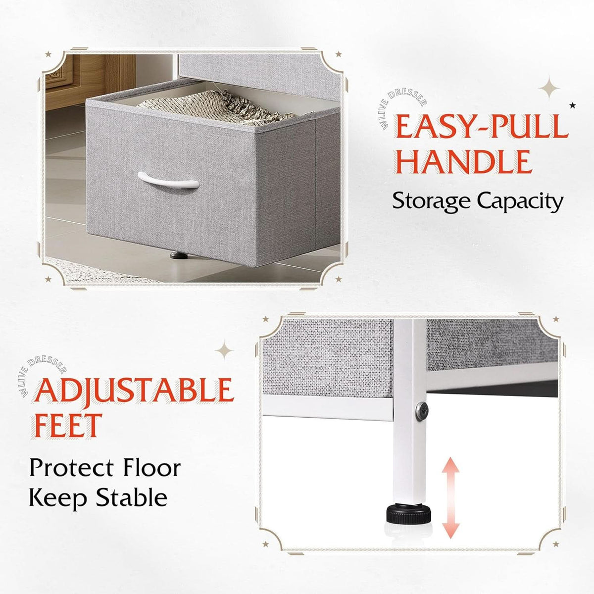 Light Grey Nightstand With 3 Drawers For Bedroom Hallway