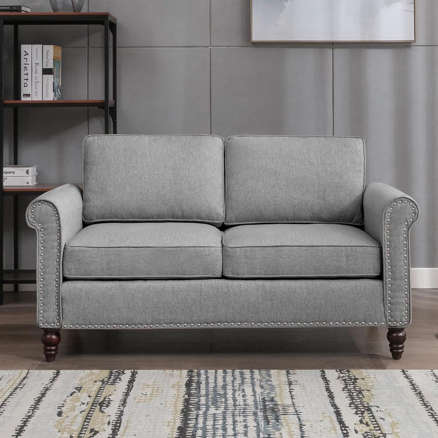 Light Grey Small Space Living Room Couch Set With Loveseat