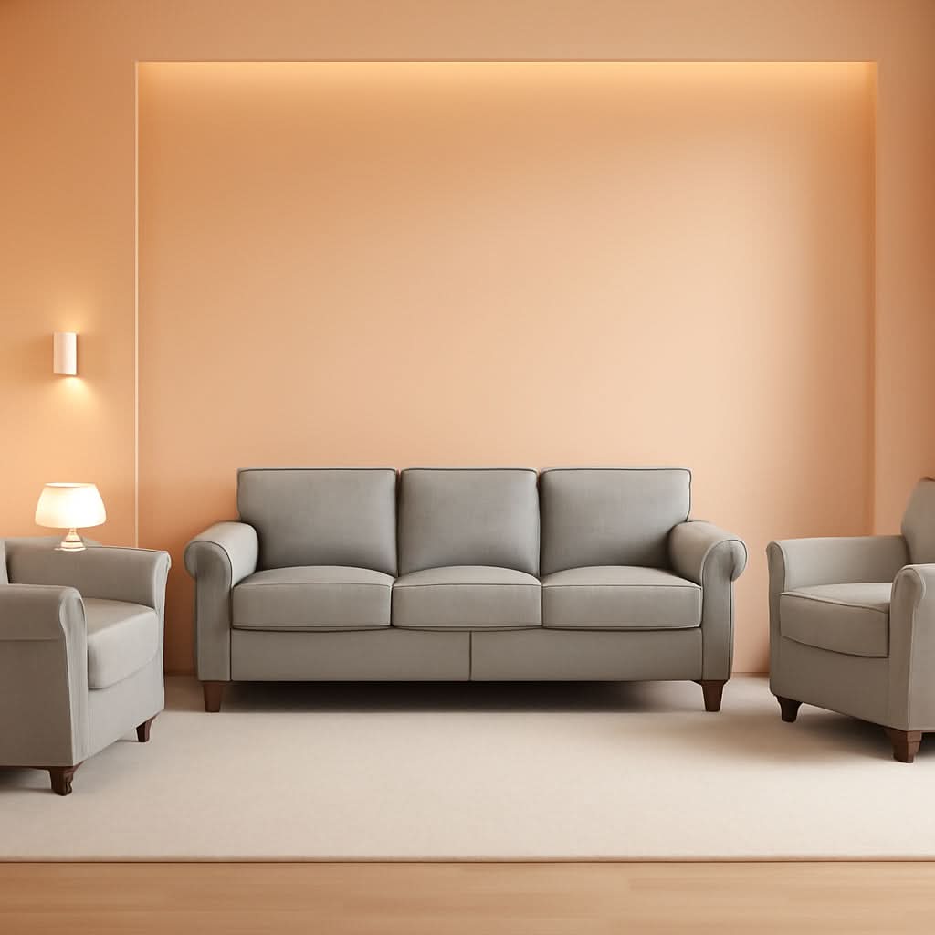 Light Grey Small Space Living Room Couch Set With Loveseat
