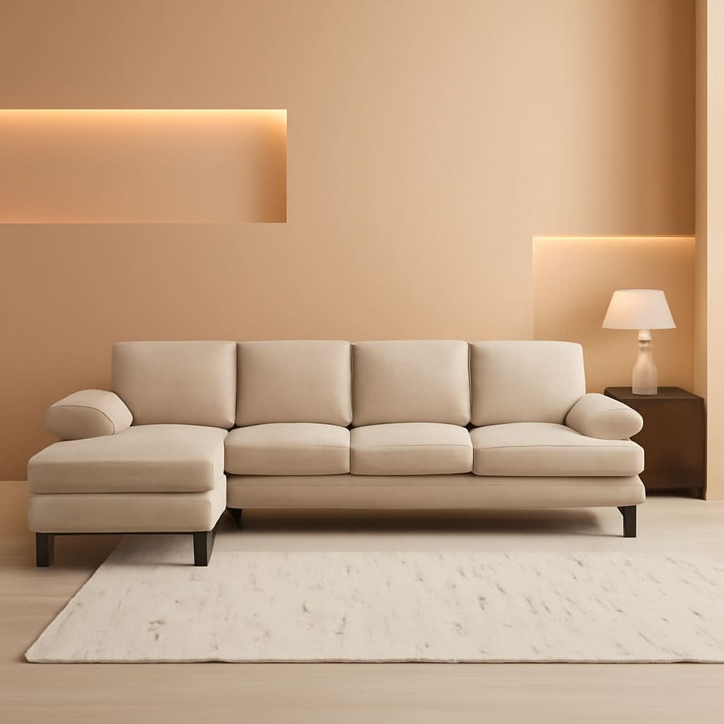 Light Khaki 110 Inch U Shape Sectional Sofa Double Chaise