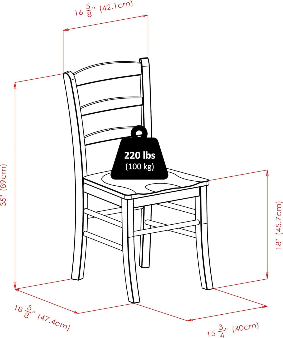 Light Oak Ladder Back Dining Chair Set 2 Piece Wood Chairs
