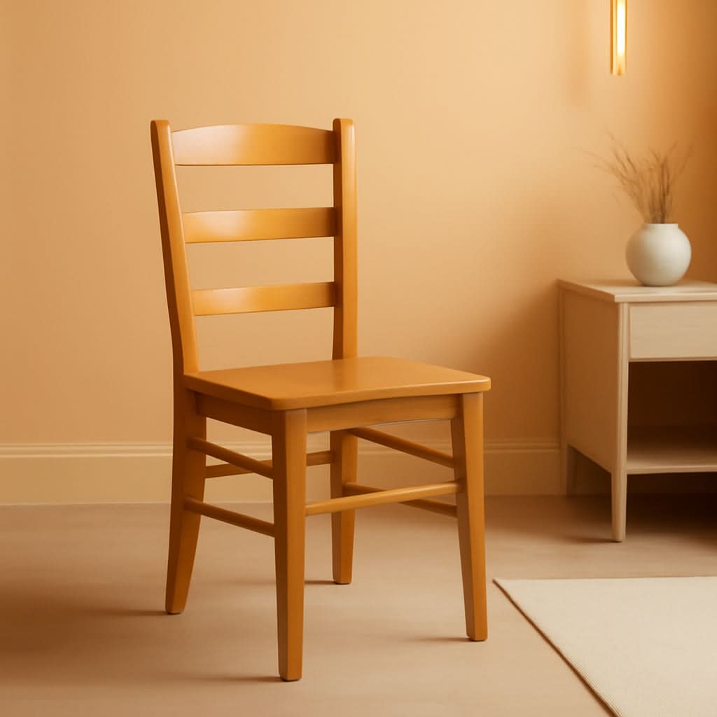 Light Oak Ladder Back Dining Chair Set 2 Piece Wood Chairs