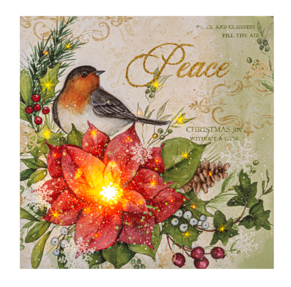 Light Up Winter Bird Canvas Wall Decor - Robin