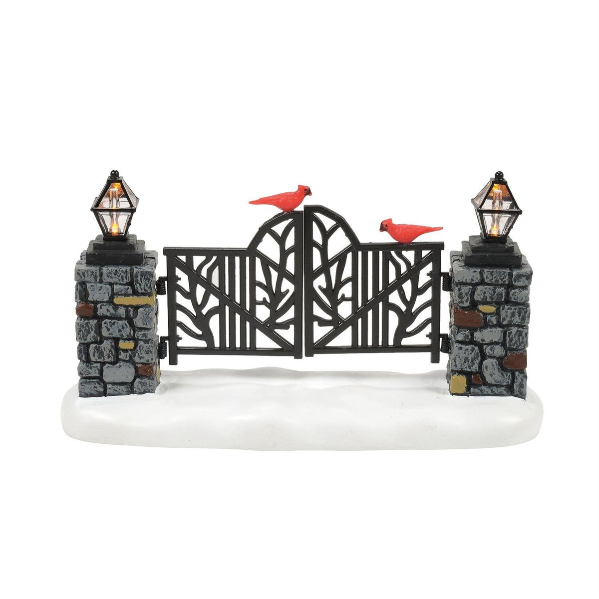 Lighted Christmas Gate with Cardinals