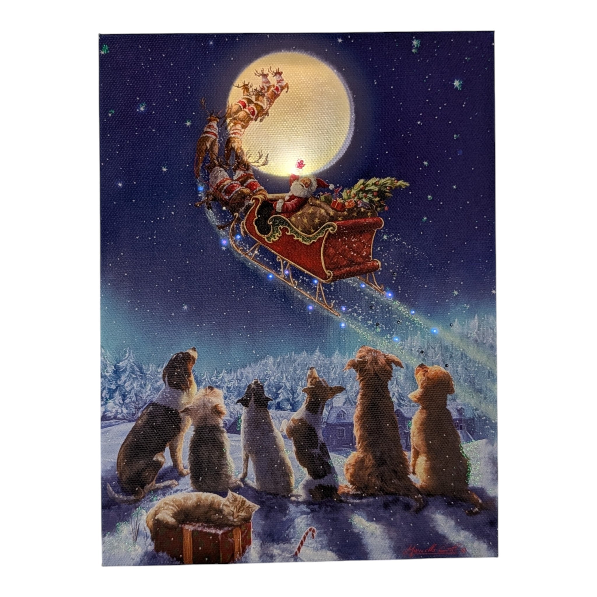 Lighted Easel Artwork - Santa's Arrival