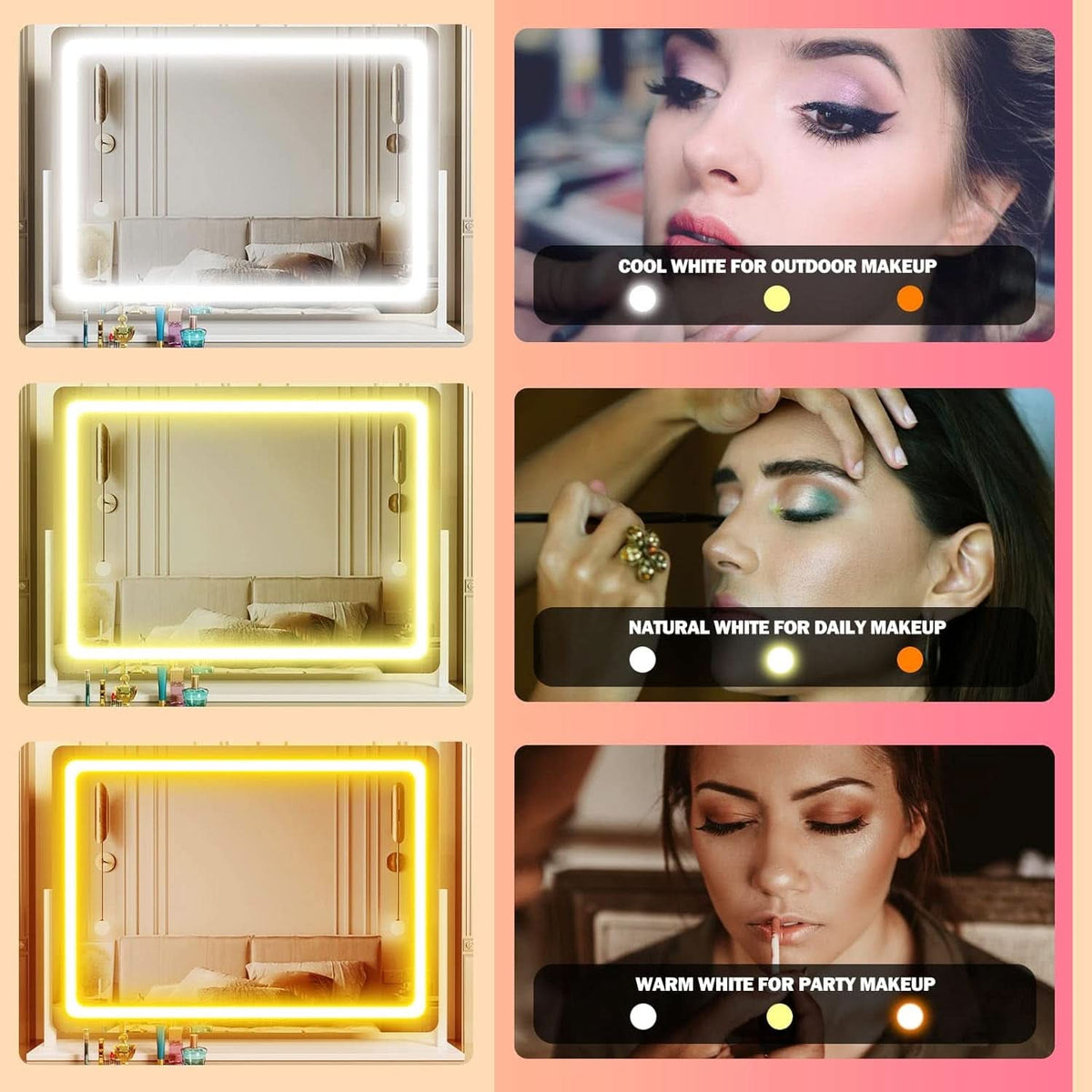 Lighted Makeup Mirror 17.3x13 Inch With 5X Magnification And LED Lights