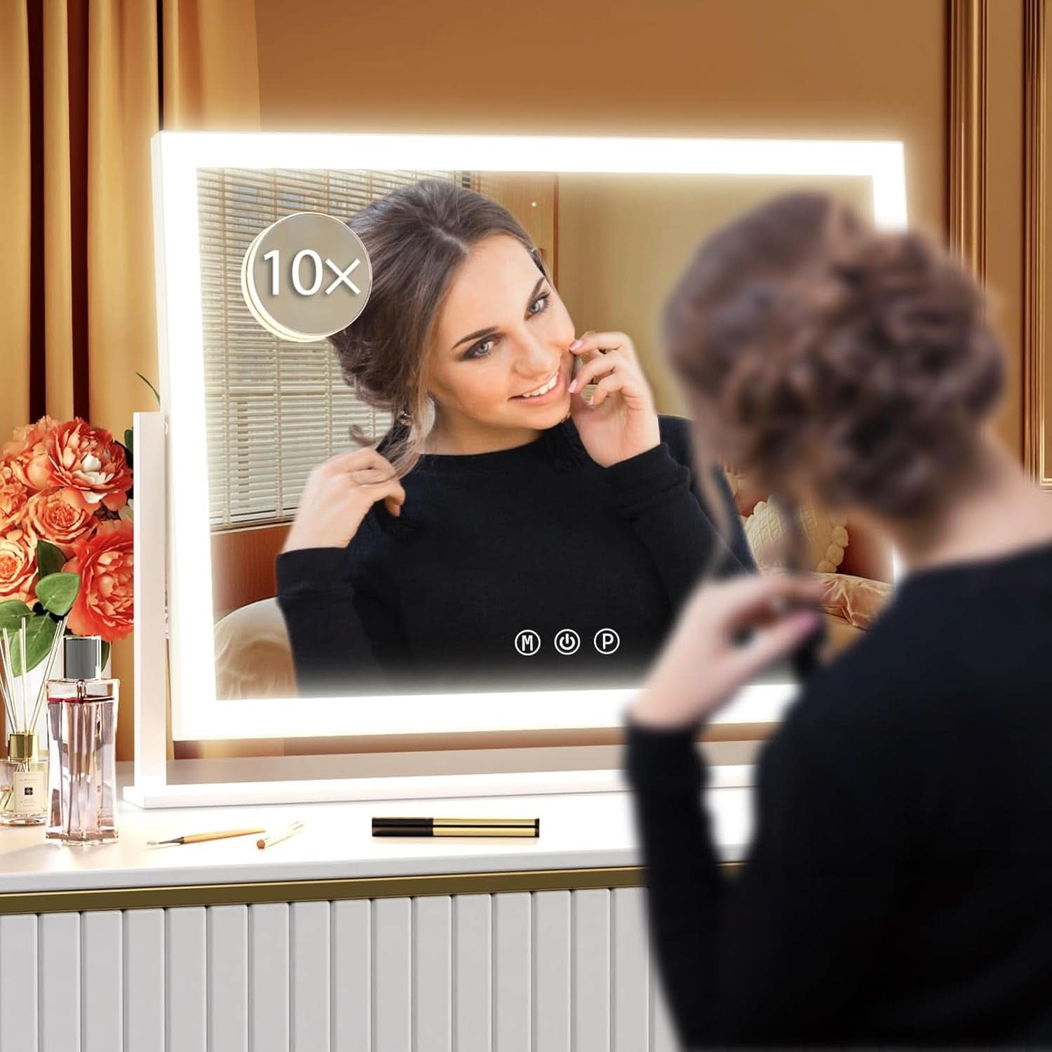 Lighted Makeup Mirror 17.3x13 Inch With 5X Magnification And LED Lights