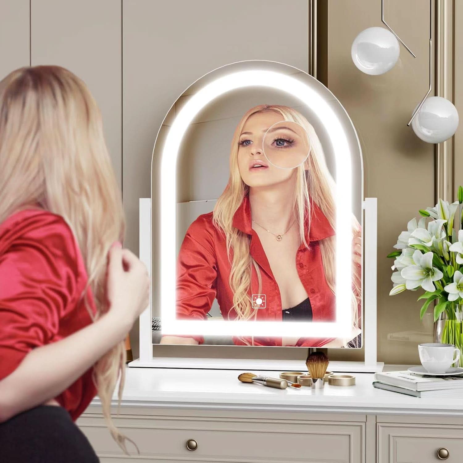 Lighted Makeup Mirror With LED Three Color Lighting Modes