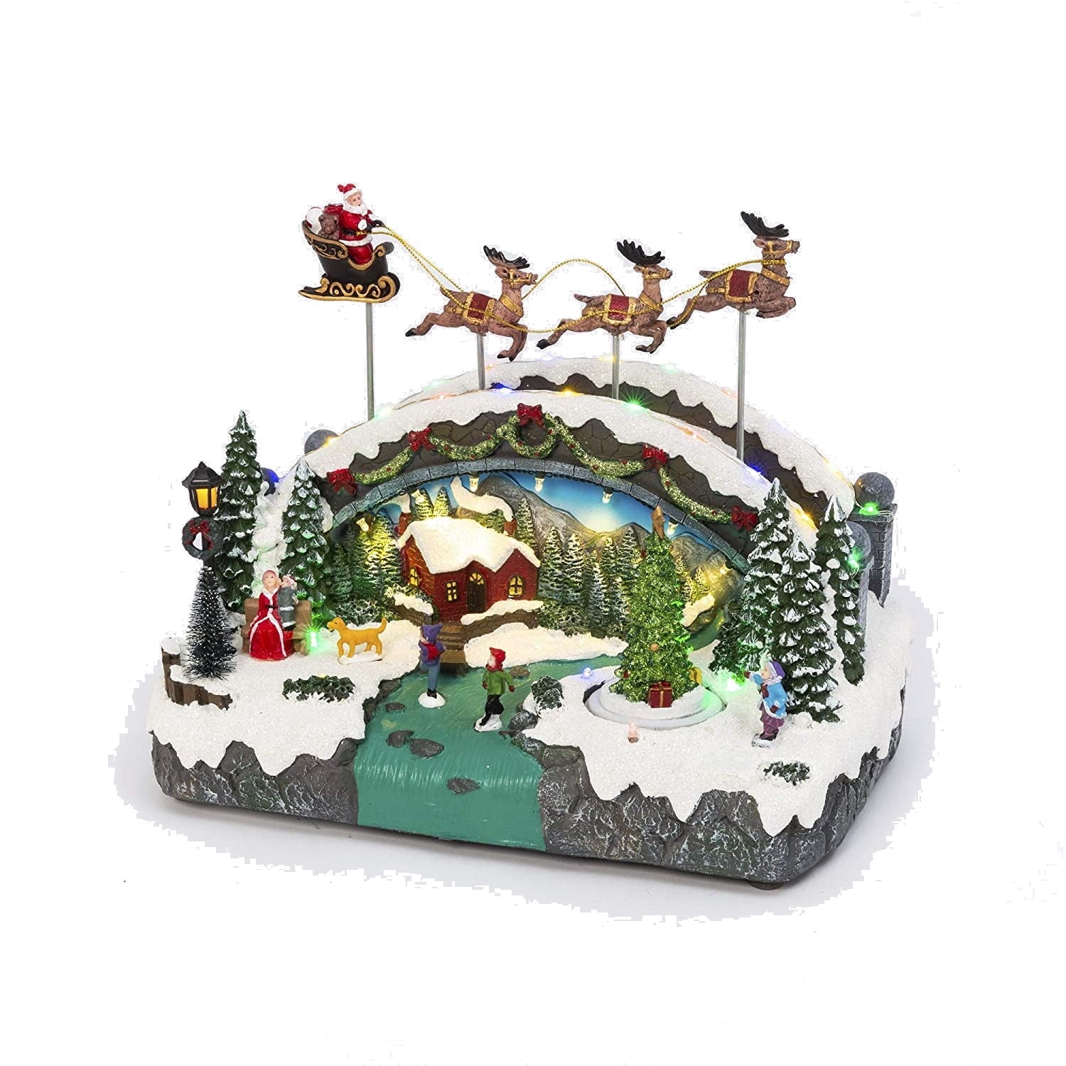 Lighted Musical Holiday Village with Flying Sleigh