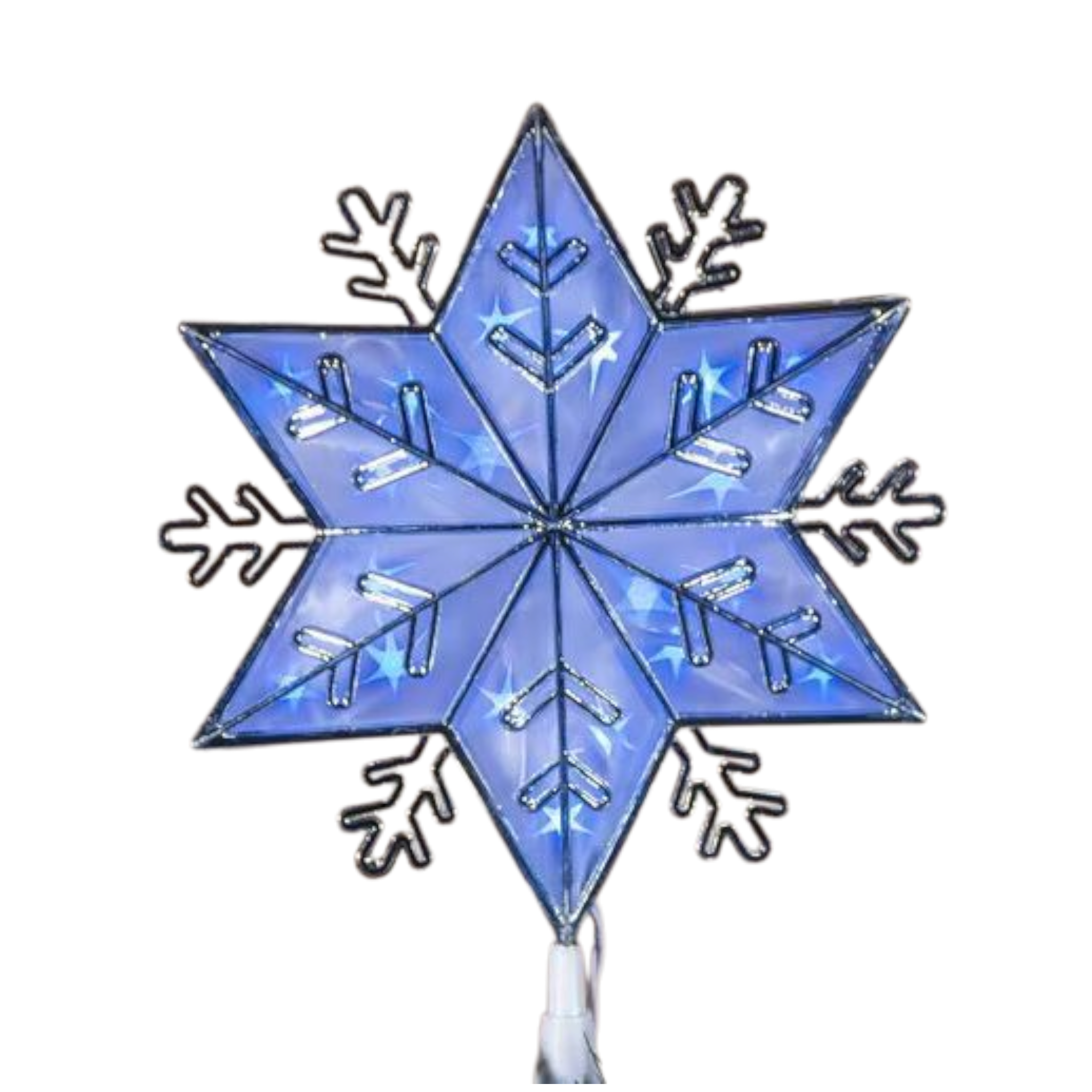 Lighted Snowflake 10" Tree Topper - Blue