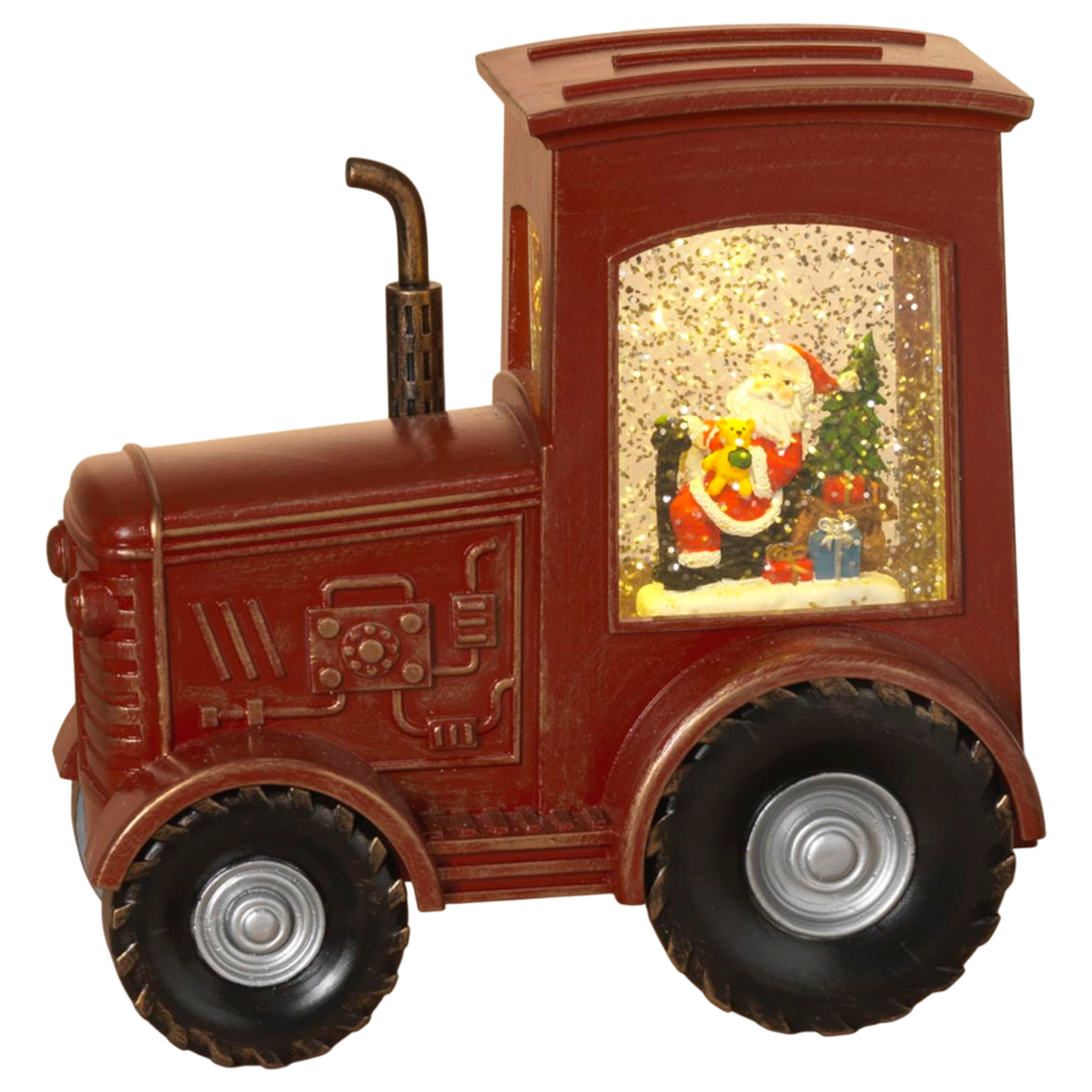 Lighted Spinning Tractor Waterglobe - Santa