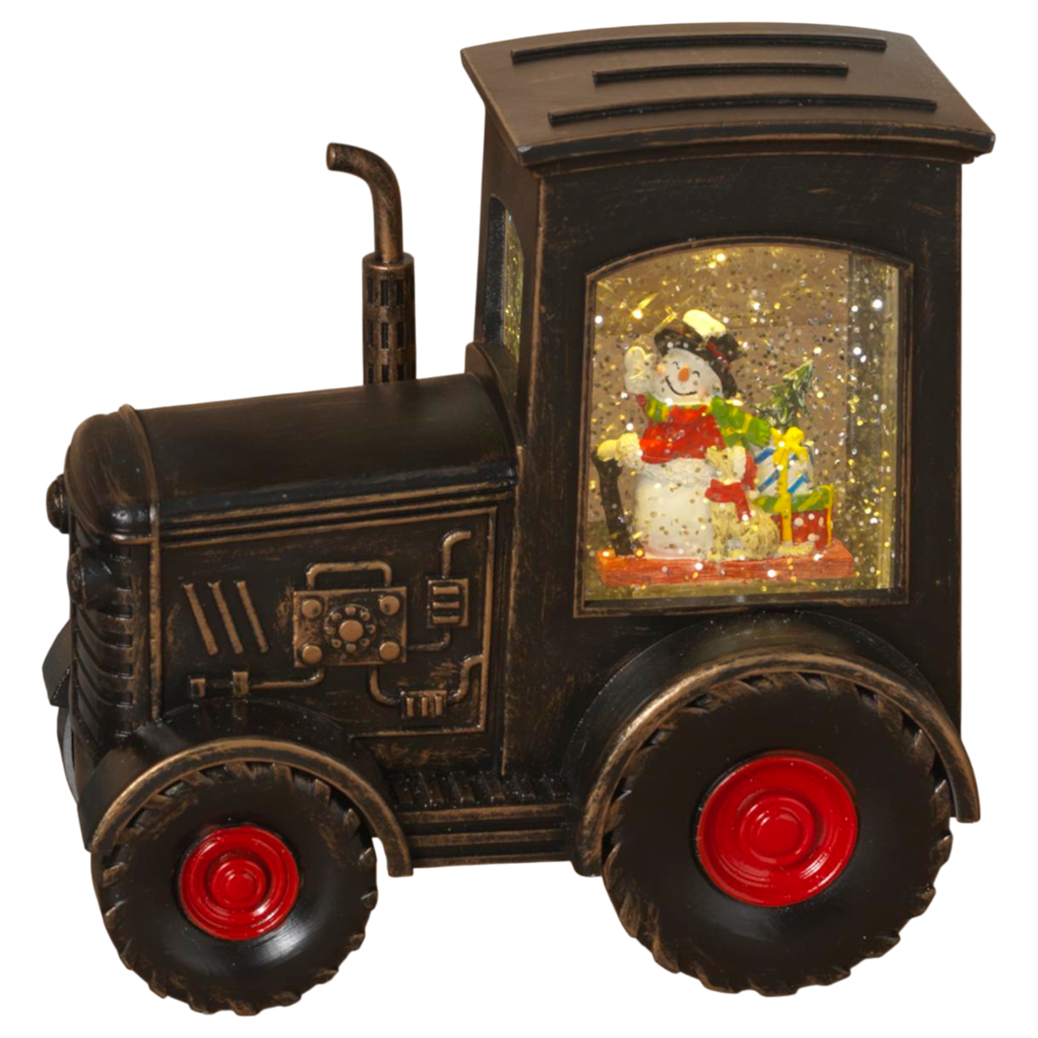 Lighted Spinning Tractor Waterglobe - Snowman