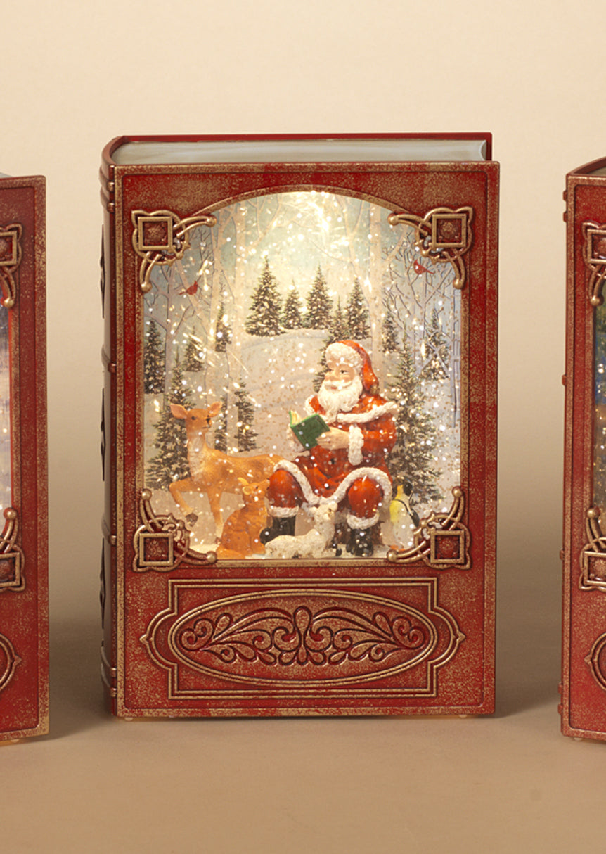 Lighted Spinning Waterglobe Book - Snowman