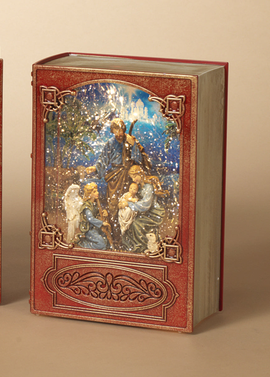 Lighted Spinning Waterglobe Book - Snowman
