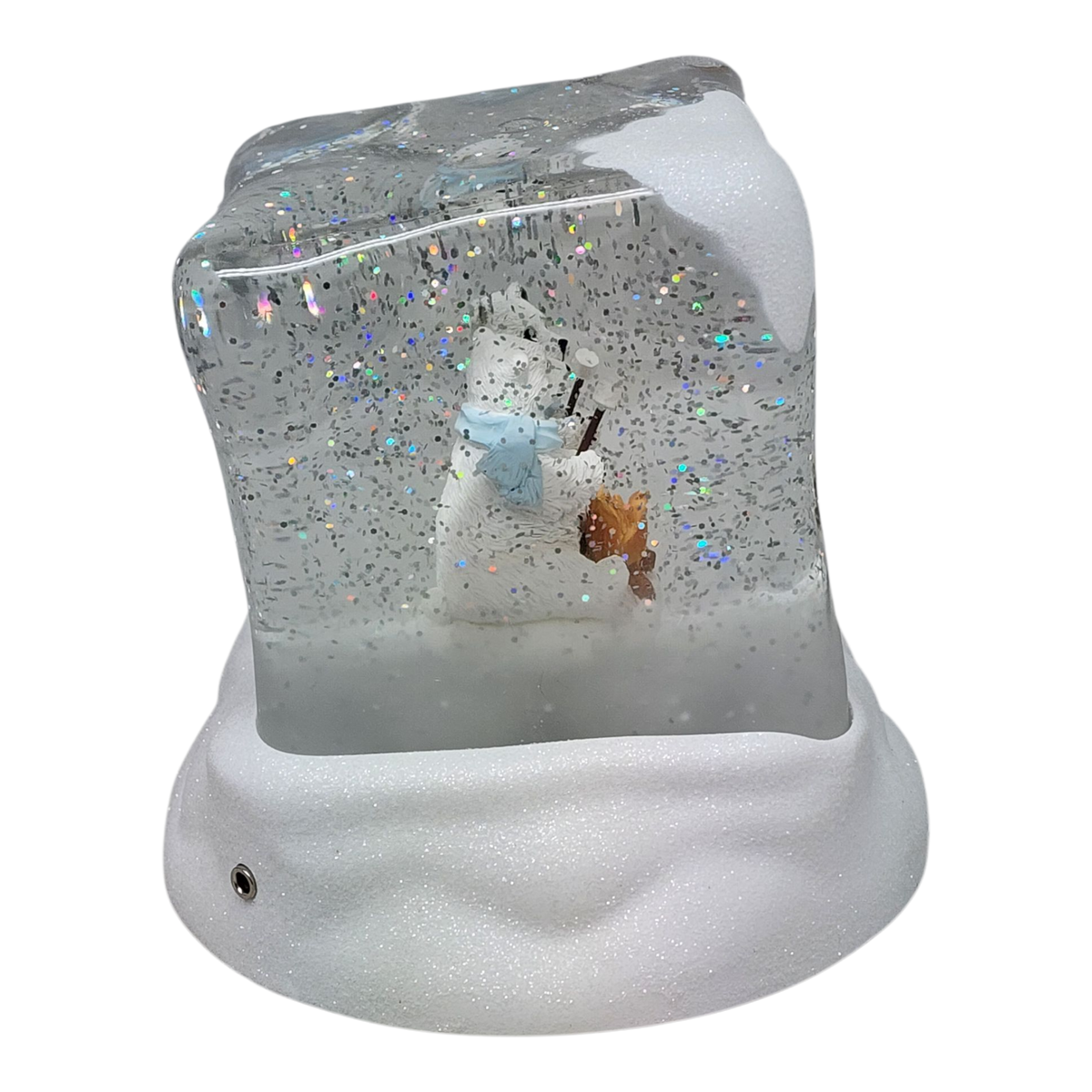 Lighted Swirl Polar Bears Cube Snowglobe