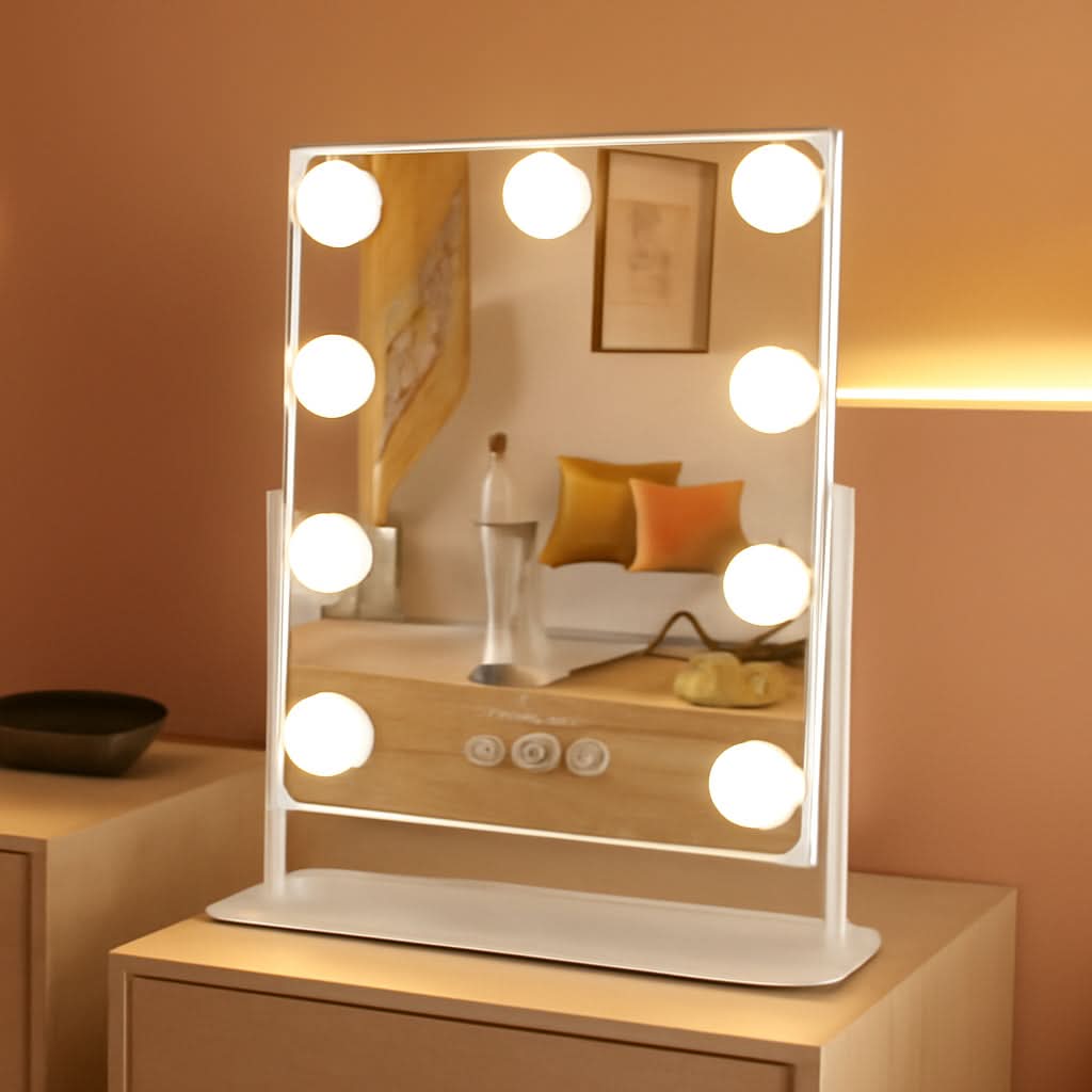 Lighted Vanity Mirror With Detachable 10X Magnification, 15x12 Travel Size