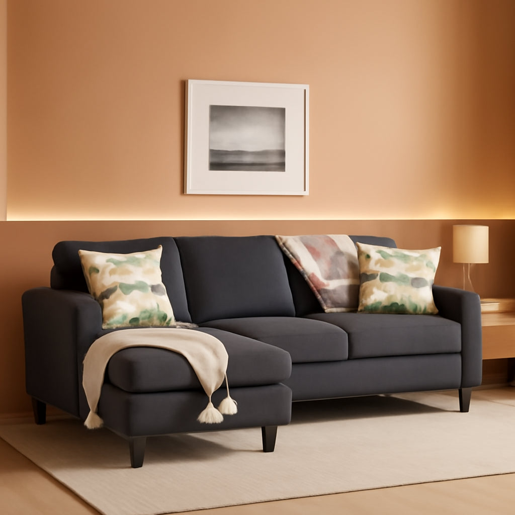Linen L Shaped Sectional Sofa Small Space Friendly