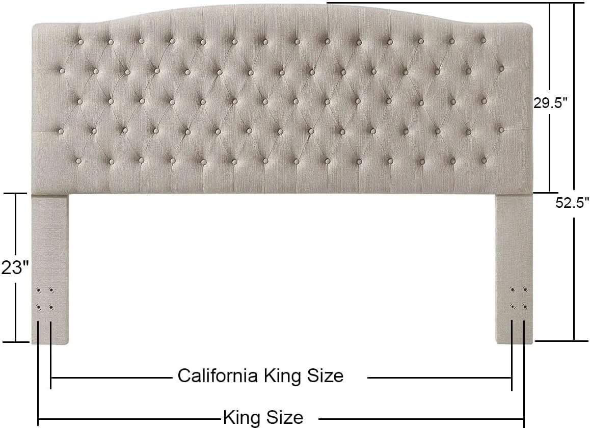 Linen Upholstered Tufted King Headboard for Stylish Comfort
