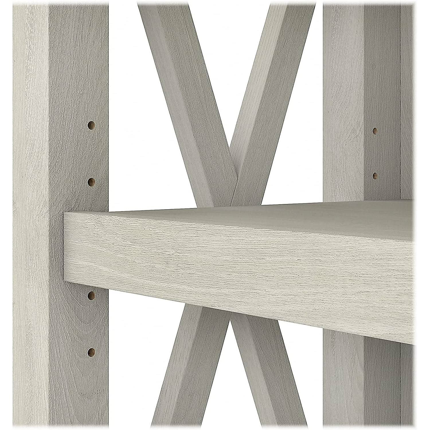 Linen White Oak 5 Shelf Bookcase Set 2 Tall 66H 32W 13D