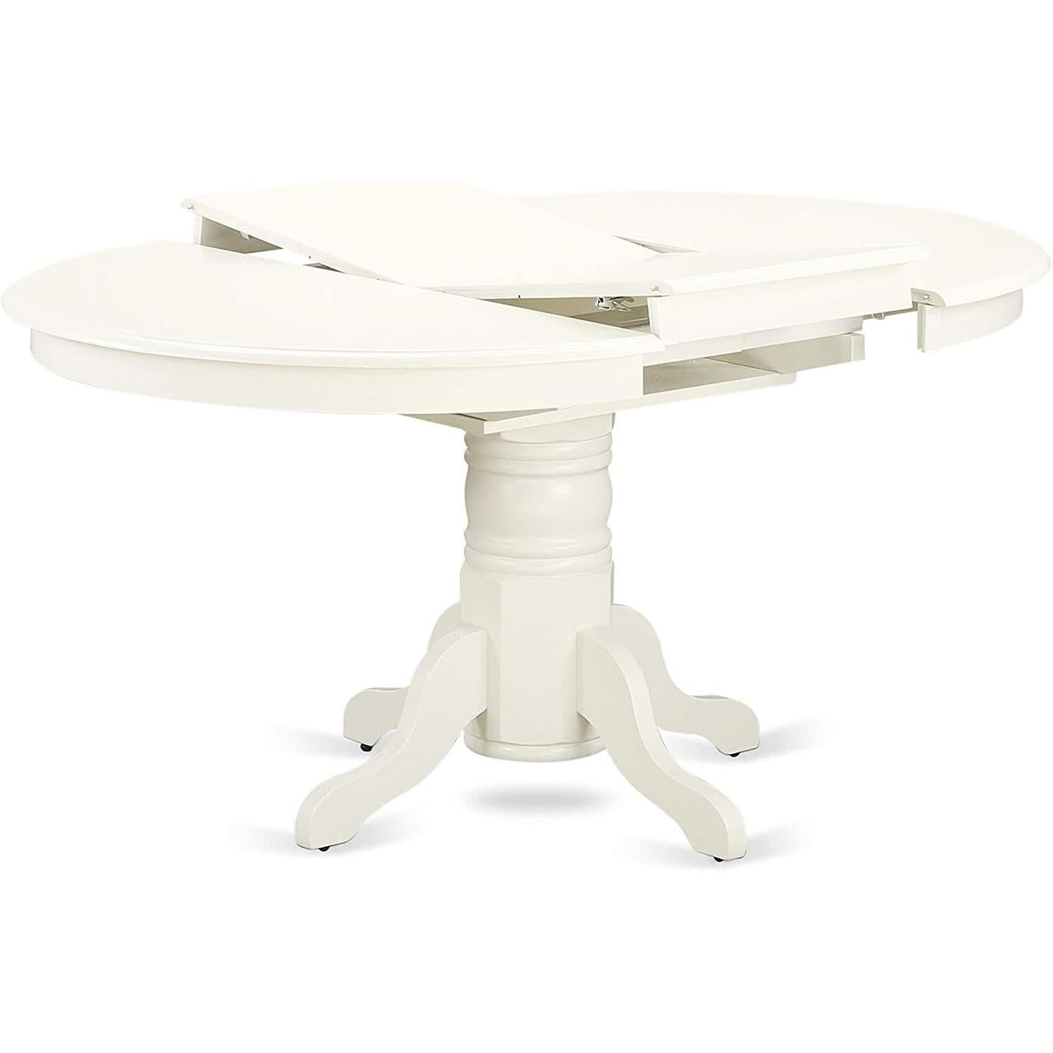 Linen White Round Wooden Dining Table For Dining Room