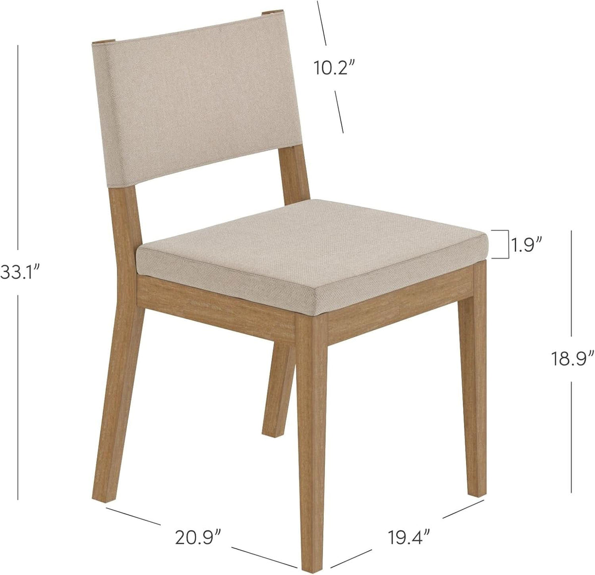 Linus Upholstered Dining Chair With Rubberwood Legs