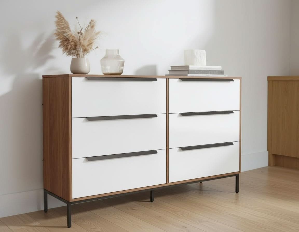 Lira Premium Dark Brown Solid Wood Dresser Six Drawers