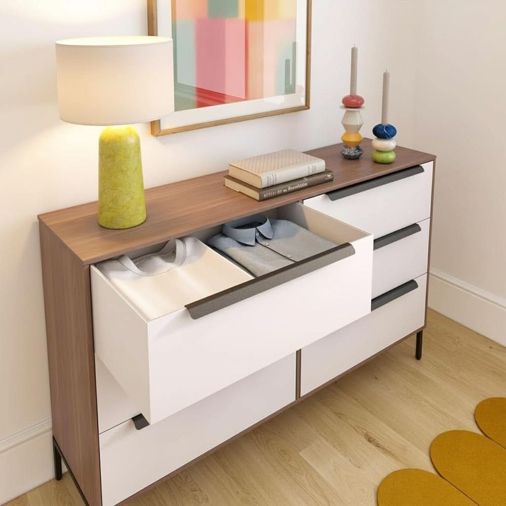 Lira Premium Dark Brown Solid Wood Dresser Six Drawers
