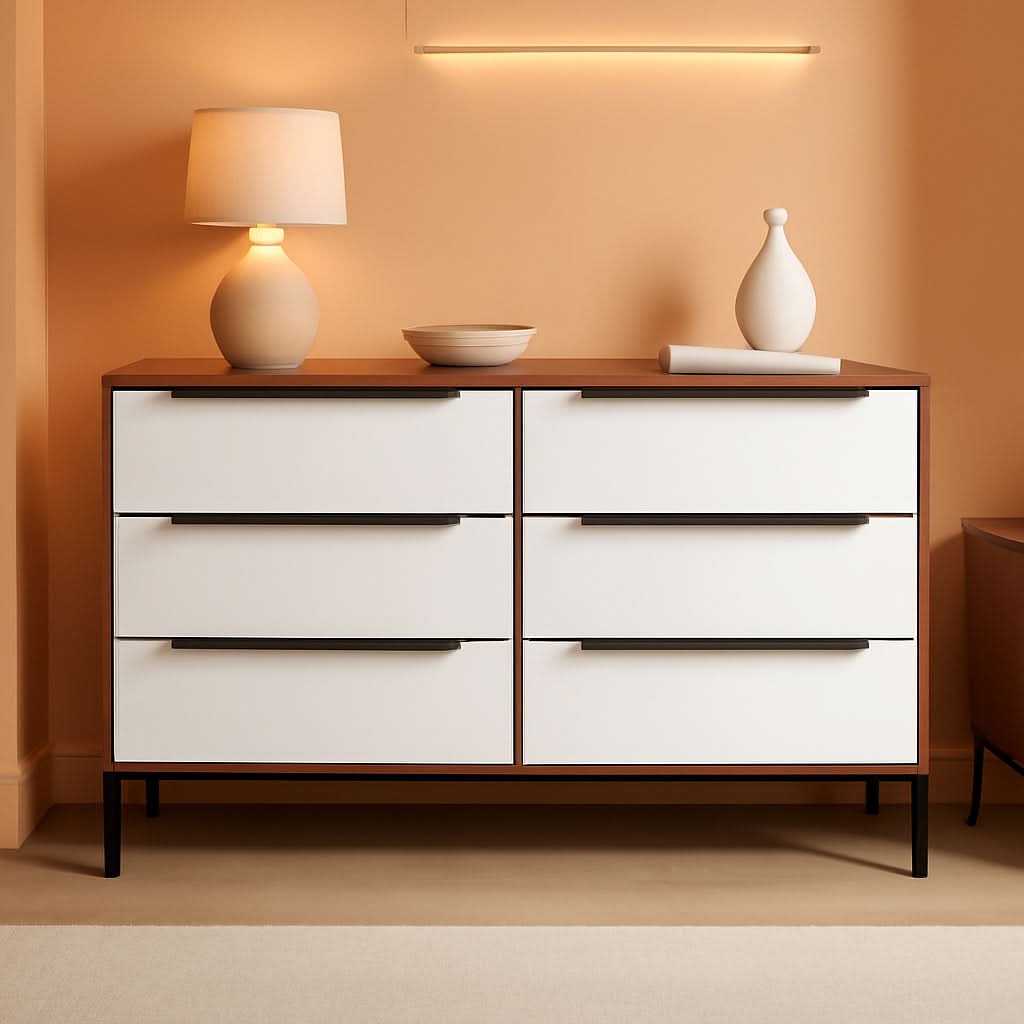 Lira Premium Dark Brown Solid Wood Dresser Six Drawers