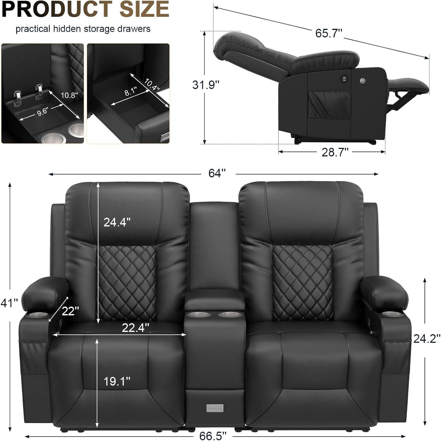 Living Room Furniture Set Loveseat Recliner And 2 Piece Massage Recliner Chairs