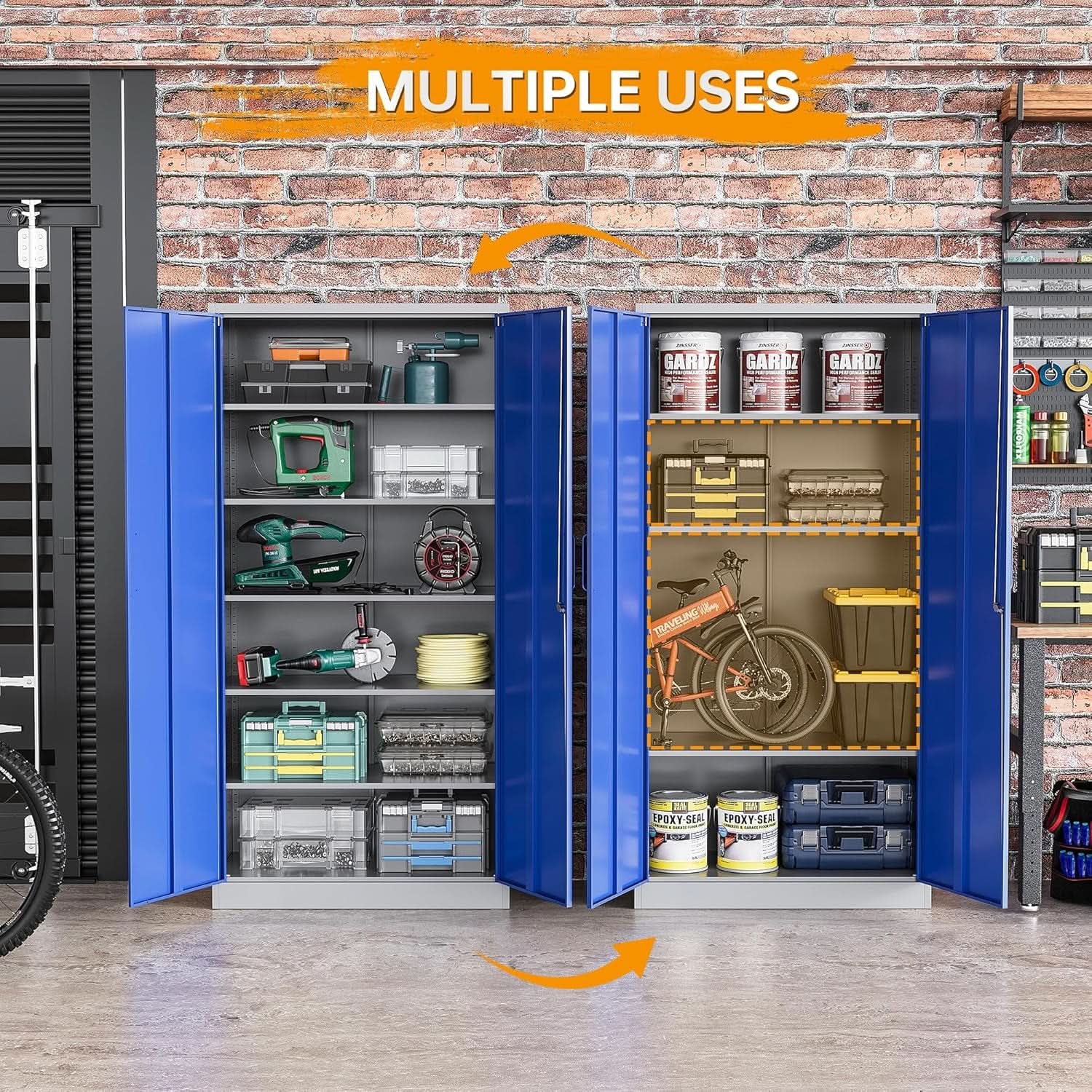 Lockable 71 Inch Metal Garage Storage Cabinet For Home Office