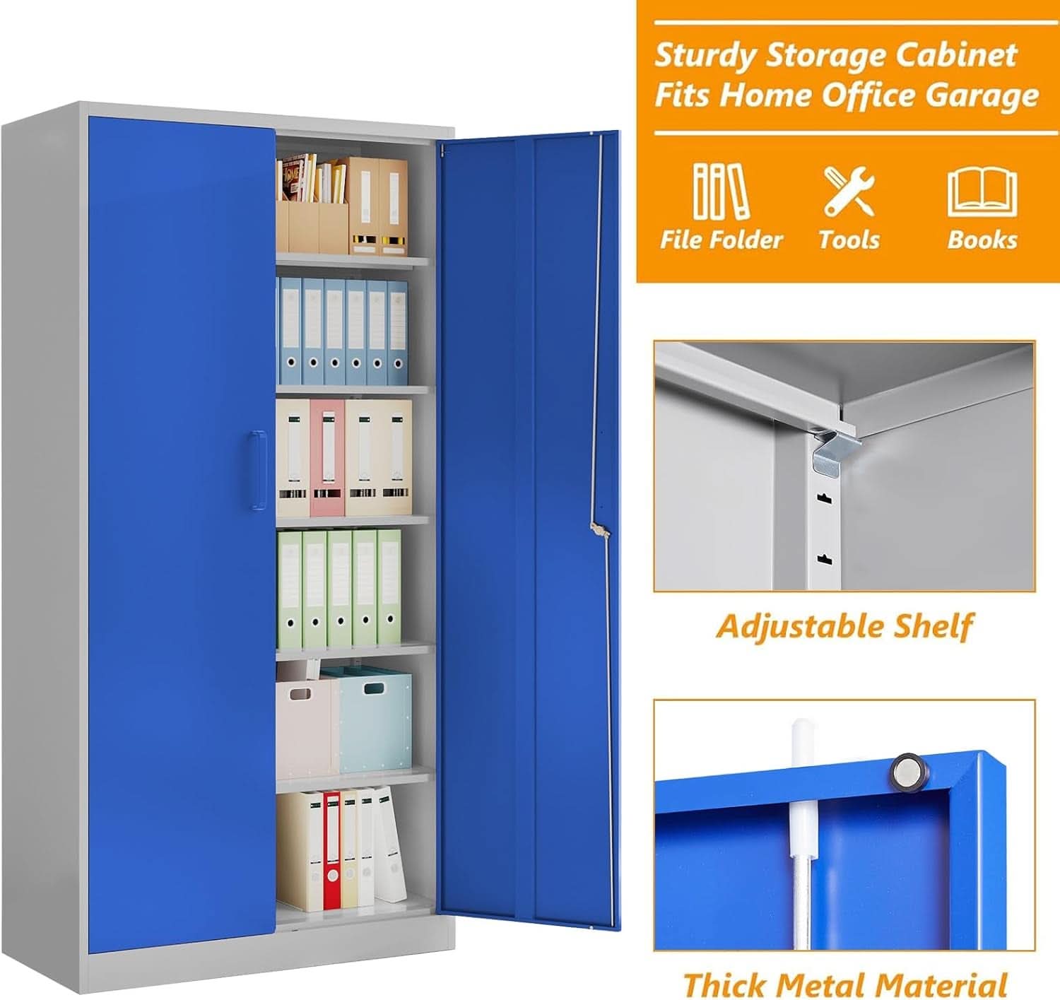 Lockable 71 Inch Metal Garage Storage Cabinet For Home Office