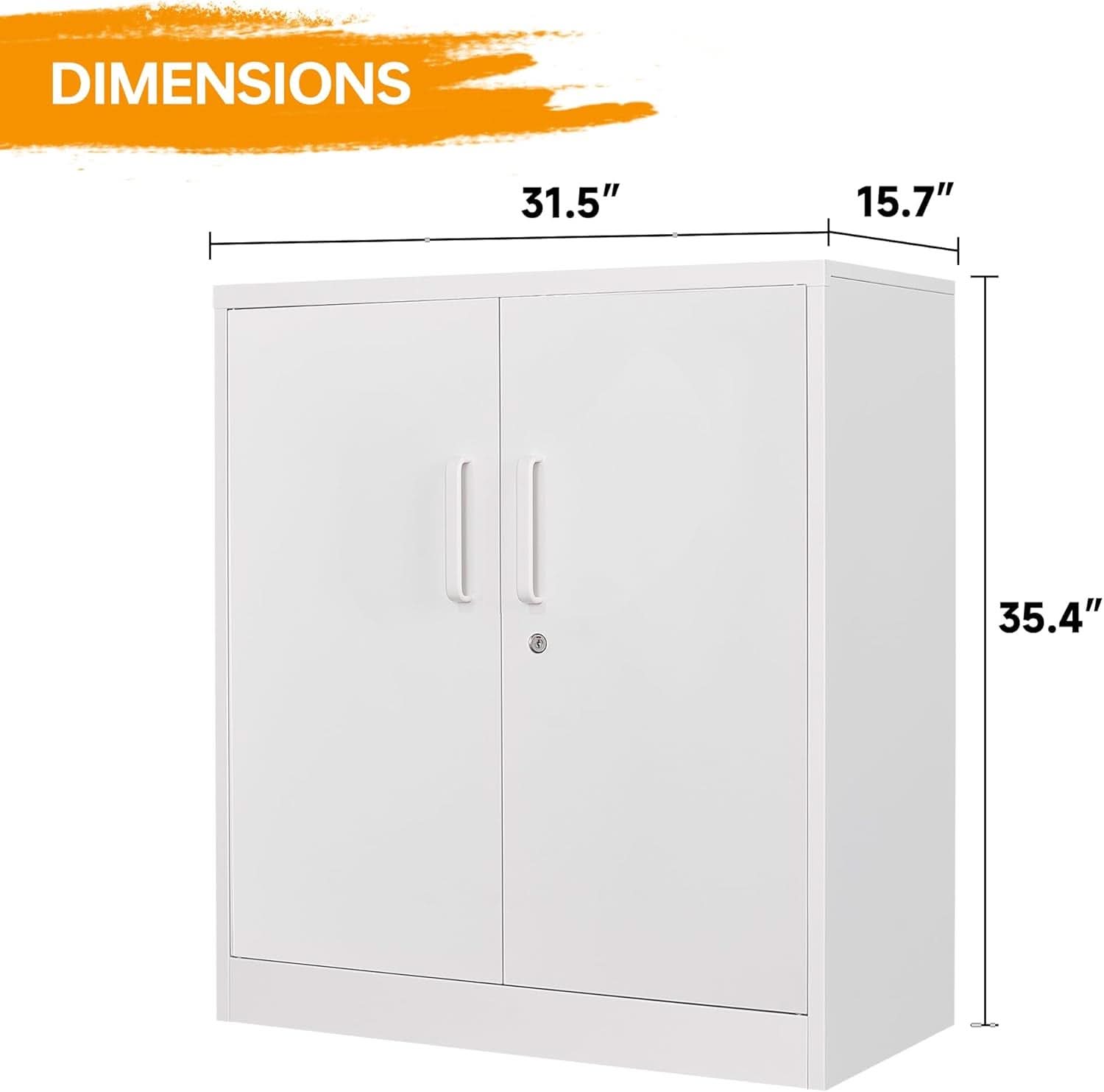 Lockable Metal Cabinet With 2 Doors And Adjustable Shelves