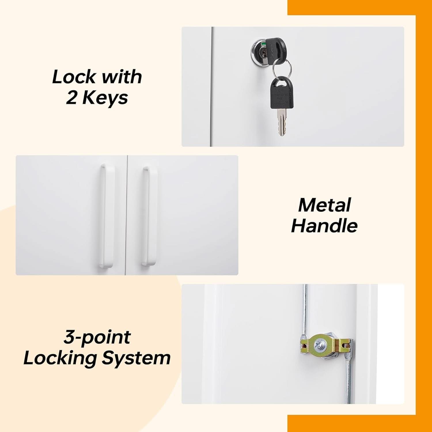 Lockable Metal Cabinet With 2 Doors And Adjustable Shelves