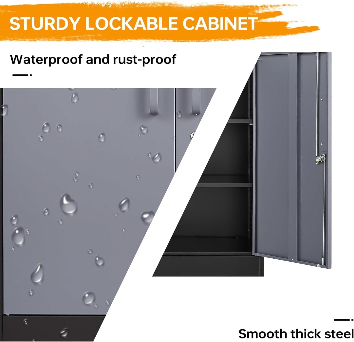 Lockable Metal Storage Cabinet With Adjustable Shelves