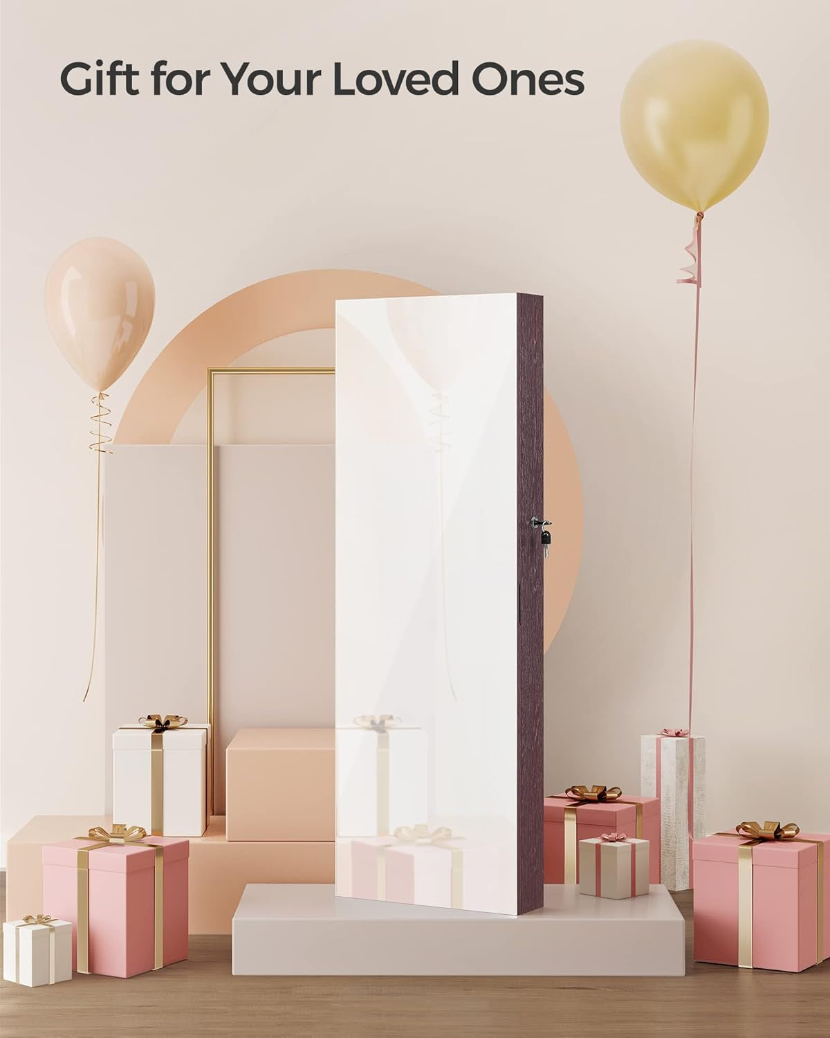 Lockable Wall Mount Jewelry Cabinet Armoire With Mirror